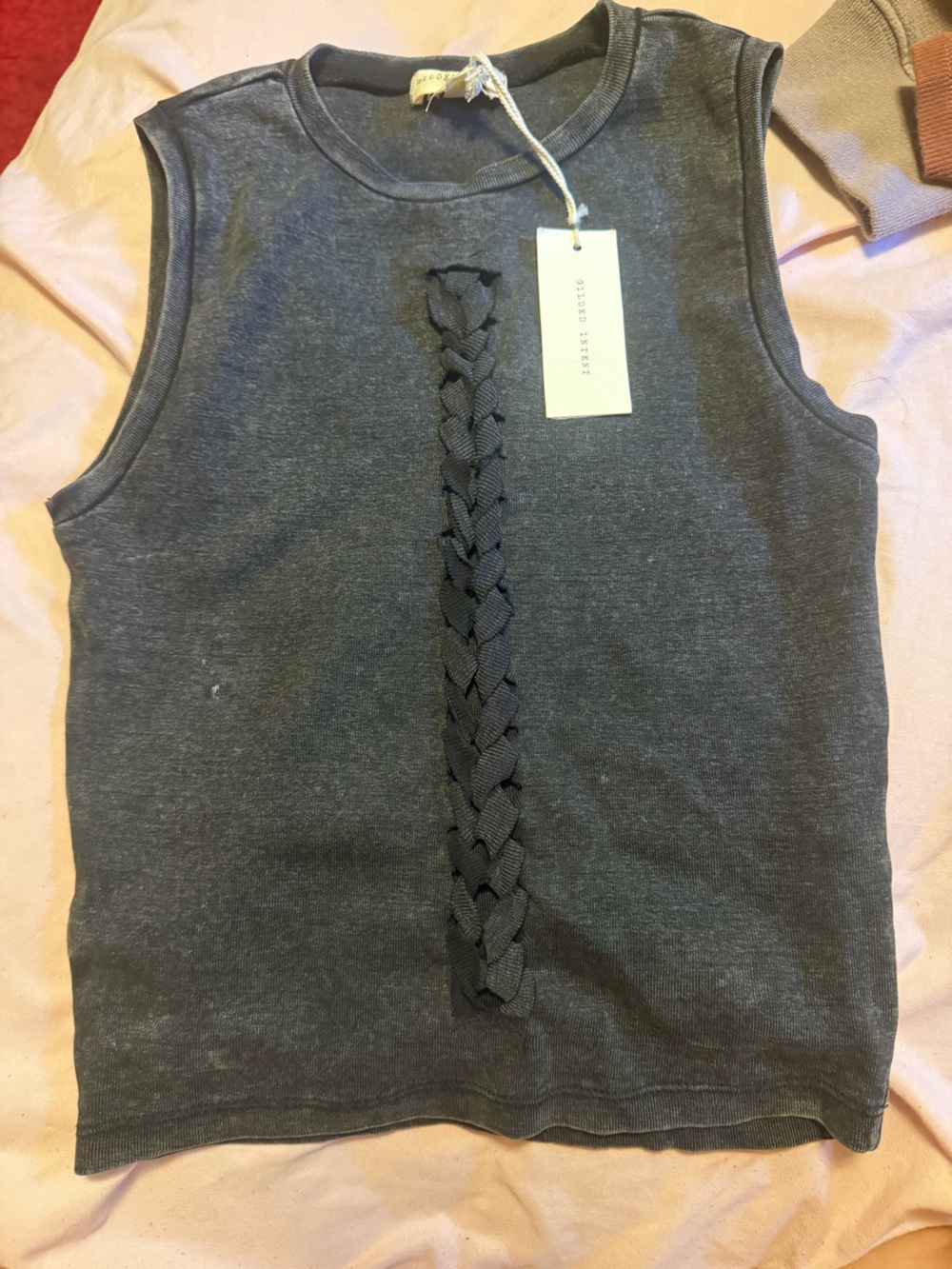Buckle Charcoal Braided-Front Women's Tank Top
